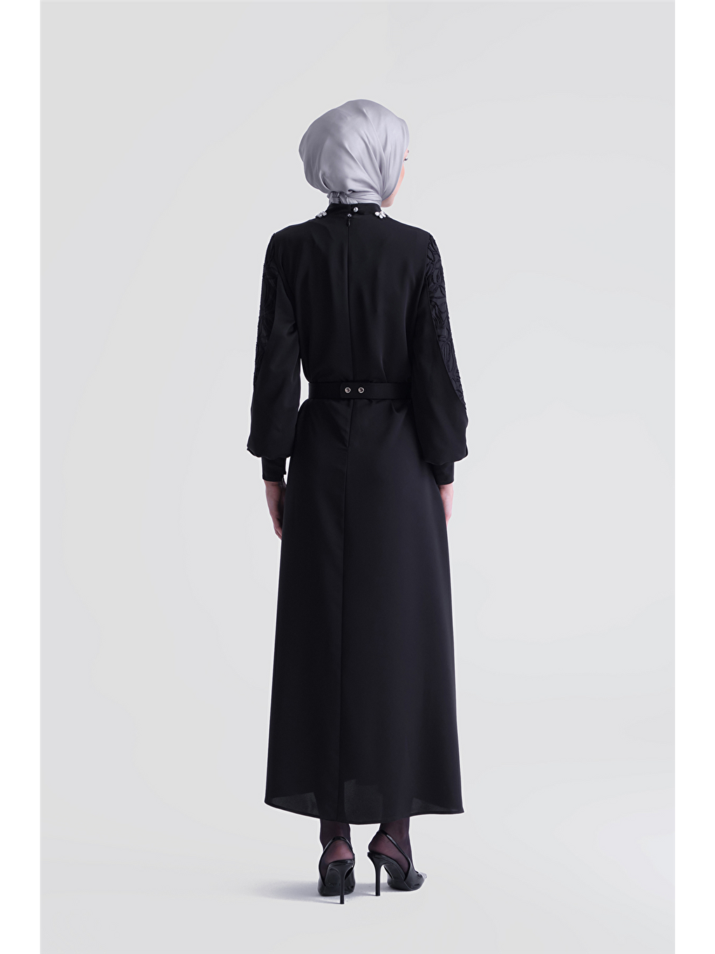 Taş Detaylı Elbise Siyah-4