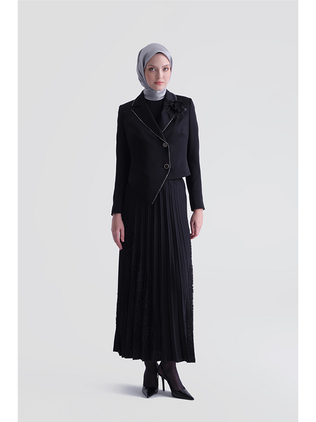 Taş Şeritli Takım Siyah