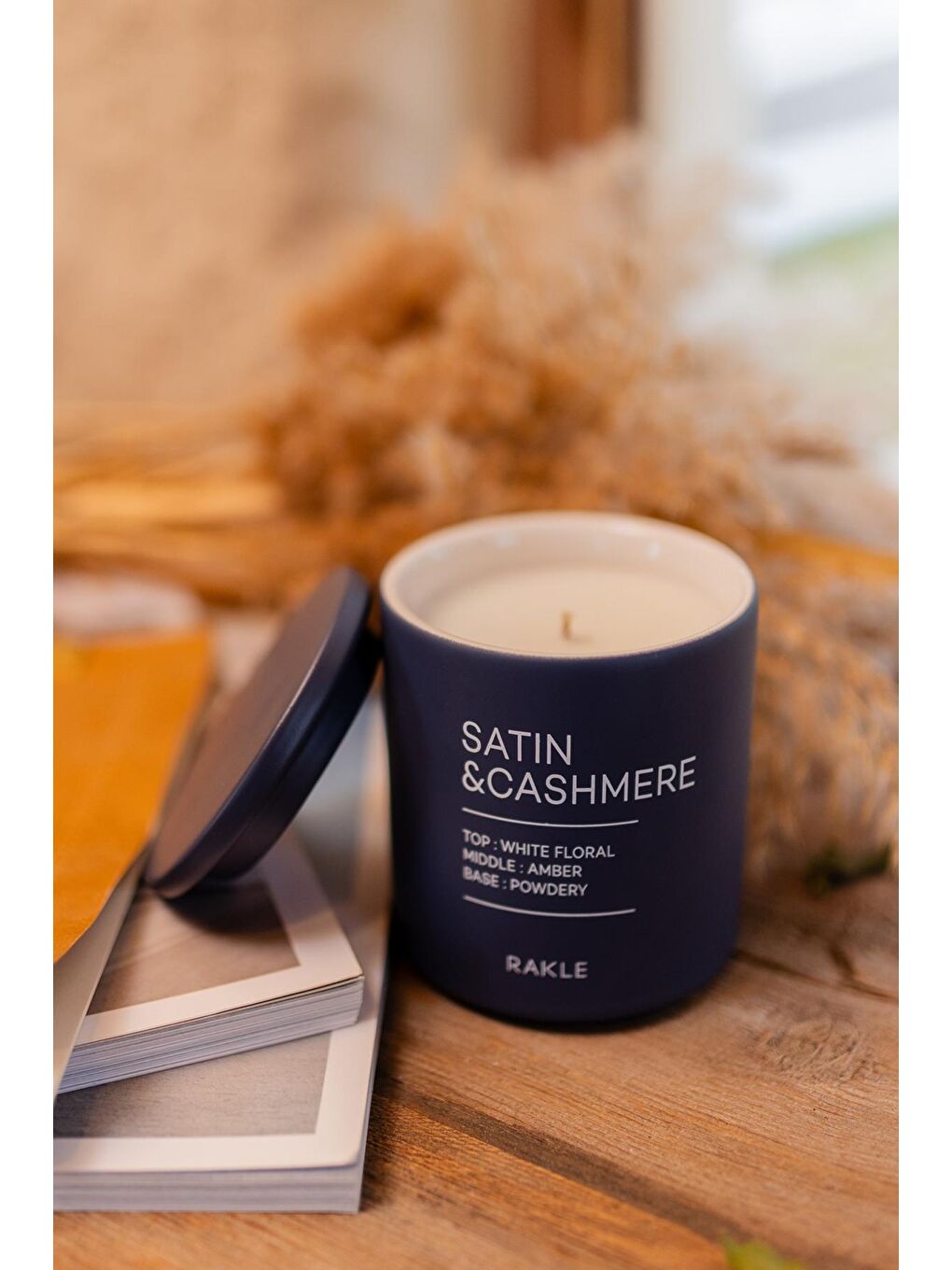 Renksiz Cashmere Seramik Kapaklı Kavanoz Mum Füme 300 gr