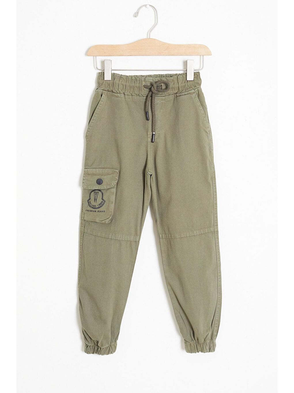 Haki Kargo Cepli Beli Lastikli Erkek Çocuk Jean Pantolon 18407