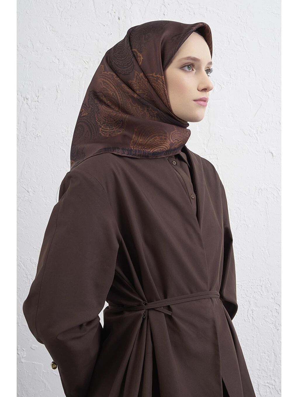 Kahverengi Saf İpek Sura Eşarp 9428D 80