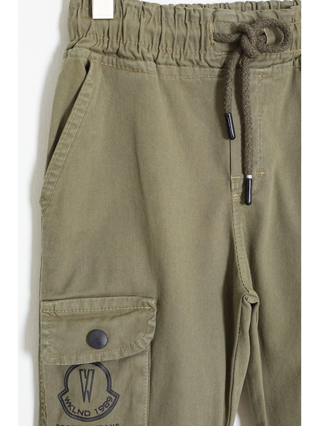 Haki Kargo Cepli Beli Lastikli Erkek Çocuk Jean Pantolon 18407-1