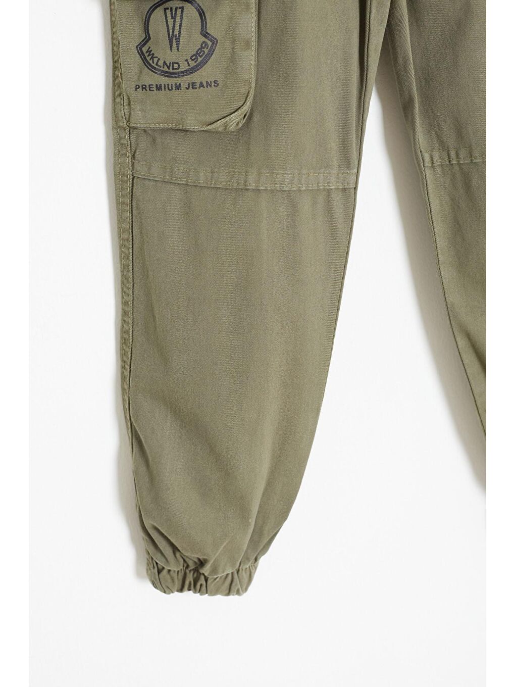 Haki Kargo Cepli Beli Lastikli Erkek Çocuk Jean Pantolon 18407-3