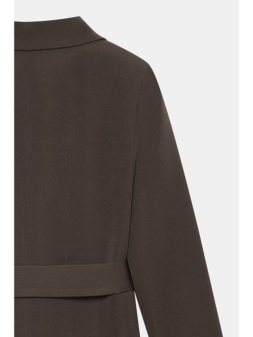 Acı Kahverengi Kadın Tek Düğmeli Dokuma Kruvaze Blazer Ceket - Kuşaklı-3