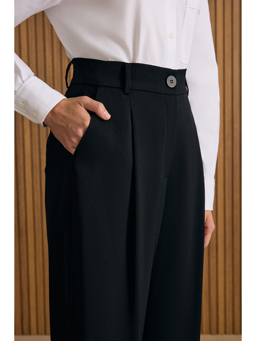 Siyah Dokuma Pantolon-3