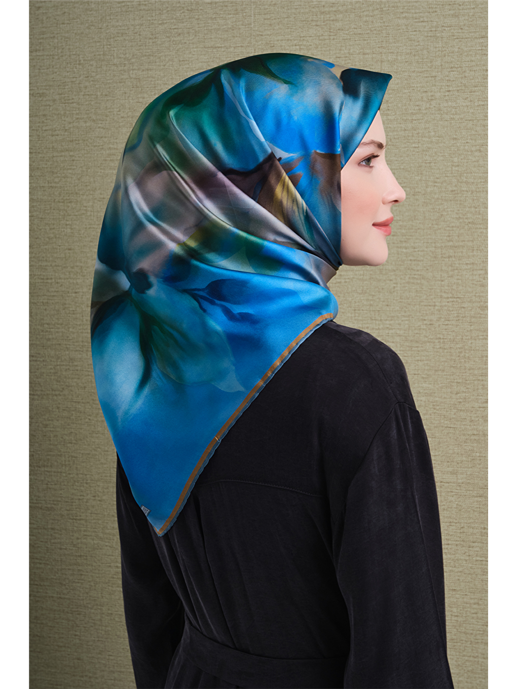 Petrol Saf İpek Twill Eşarp 9603d 83-2