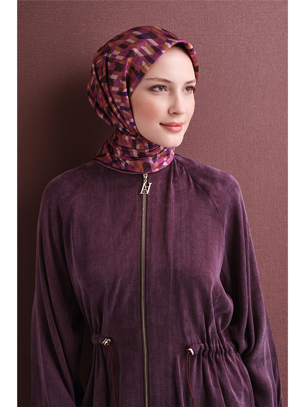 Mürdüm Saf İpek Twill Eşarp 9623d 86-2