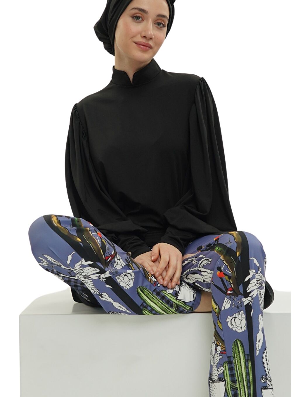 Karışık Kaktüs Elastan Pantolon-4