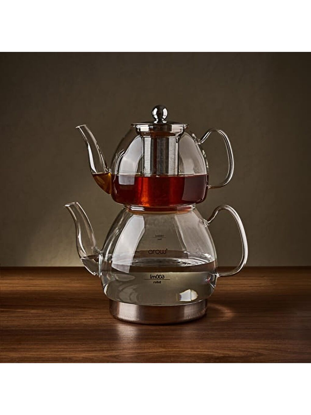 Renksiz Linda Cam Çaydanlık Seti - Şeffaf - 1,8 lt + 1,2 lt-1