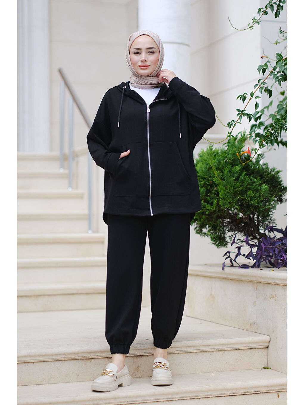 Fermuarlı İkili Takım Siyah-2