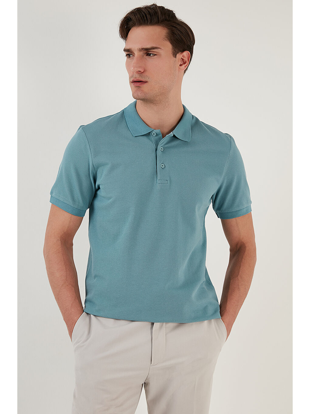 Kırmızı Pamuklu Regular Fit Düğmeli Polo Yaka 3'lü Paket T Shirt 5902127S3-3