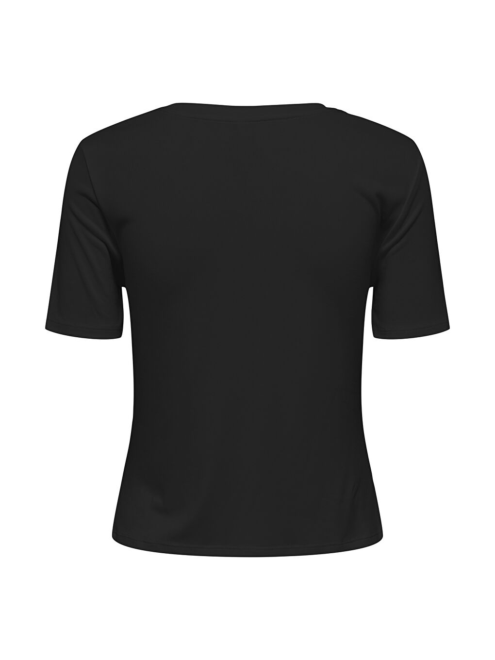 Siyah Onlfree Büzgülü Regular Fit Bisiklet Yaka T Shirt 15346602-6