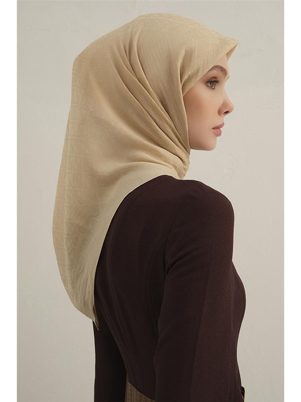 Bej Lyocell Eşarp 5- 64-3