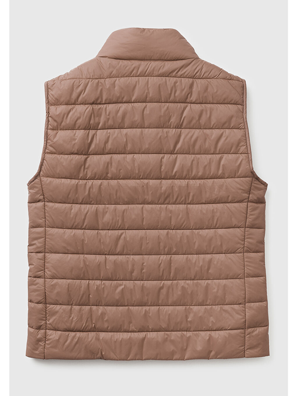 Bej Kadın Vizon Polyester Dolgulu Fermuarlı Slim Fit Pufa Yelek-1