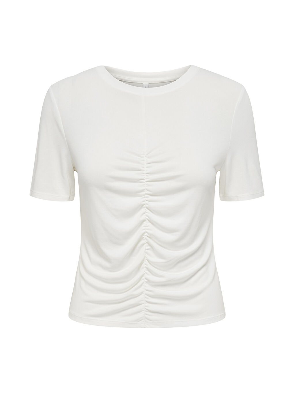 Ekru Onlfree Büzgülü Regular Fit Bisiklet Yaka T Shirt 15346602-4