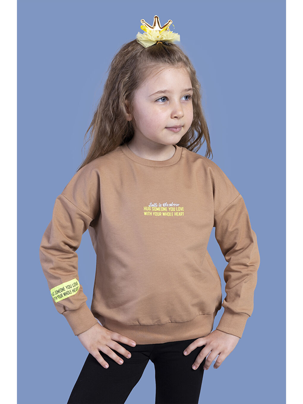 Toontoykids Kahverengi Kız Çocuk Baskılı Sweatshirt