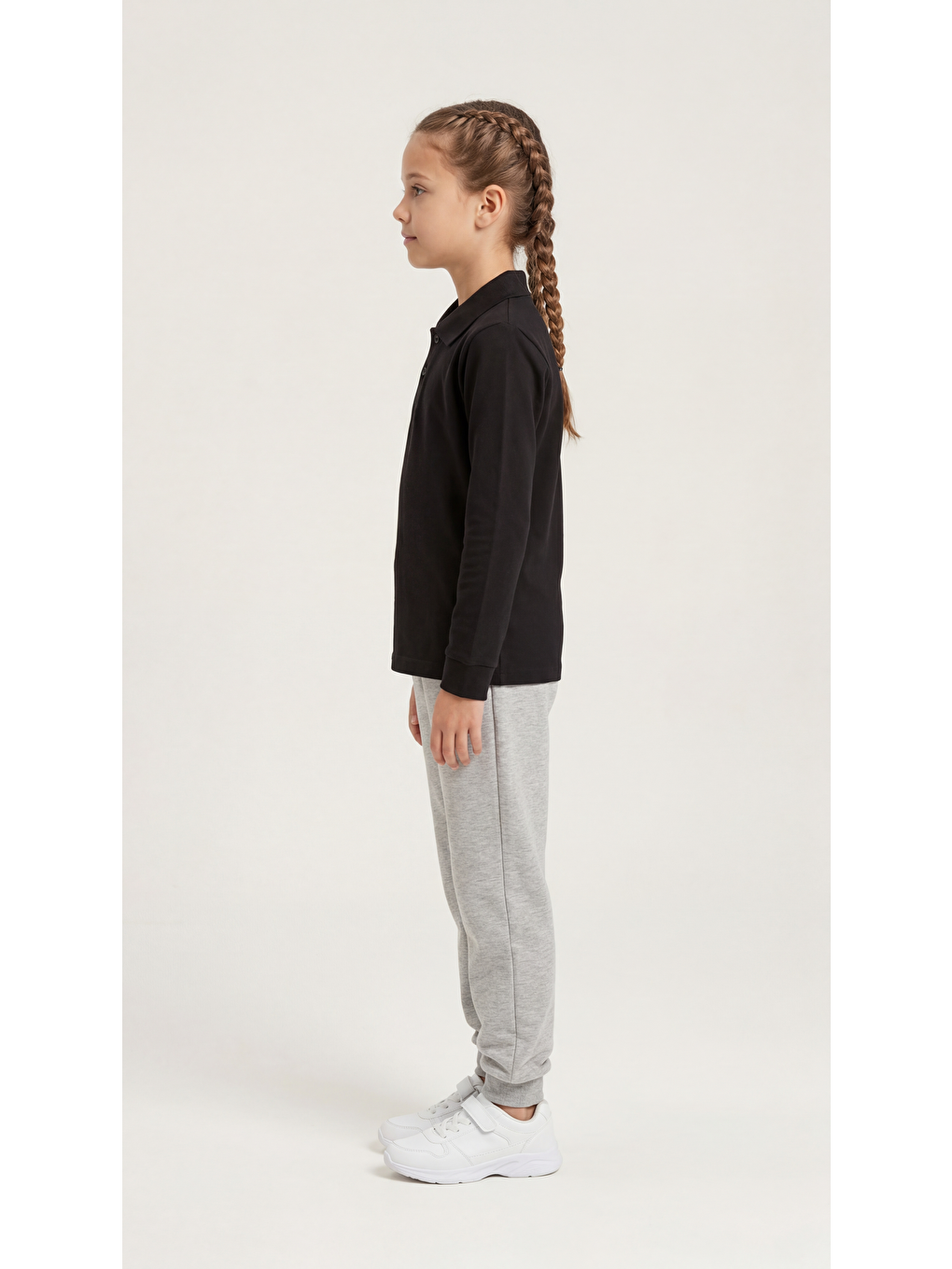 Siyah Kız Çocuk Okul Uzun Kol Polo Yaka Lakost-1