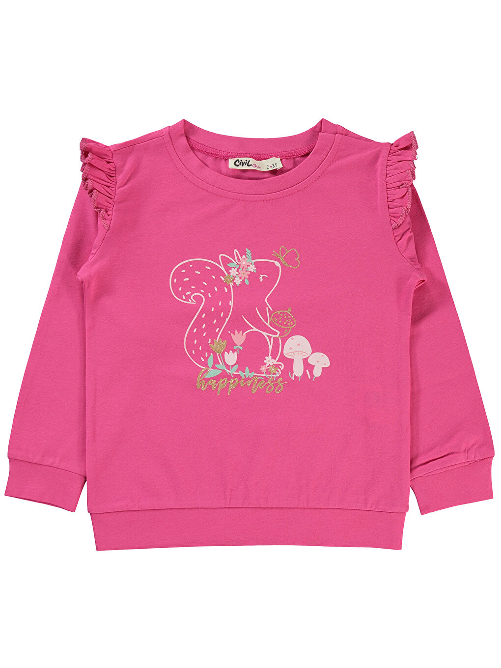 Civil Fuşya Girls Kız Çocuk Sweatshirt 2-5 Yaş Fuşya