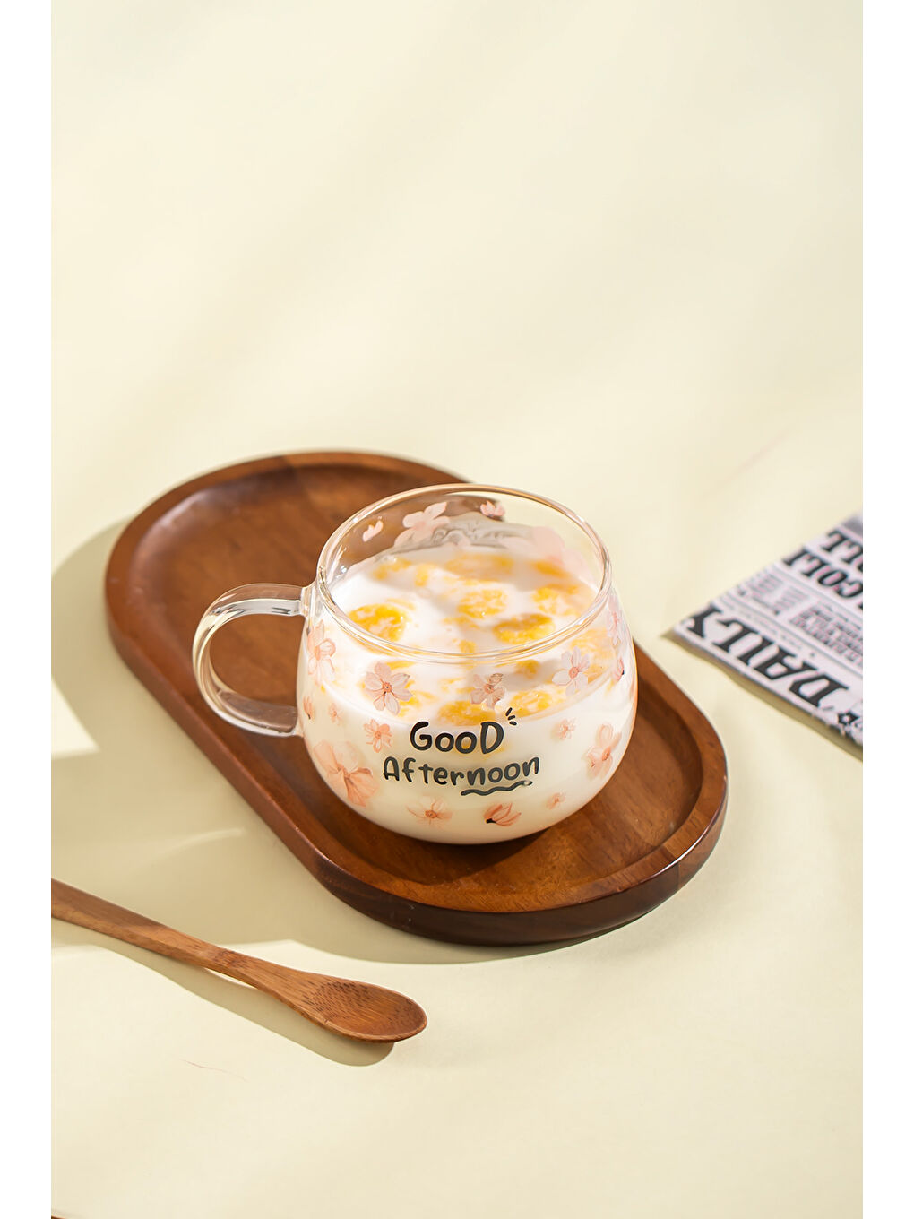 2089-1 2li Isıya Ateşe Dayanıklı Cam Kulplu Çay Bardağı Kahve Bardak Kupa Pembe 400 ml-1