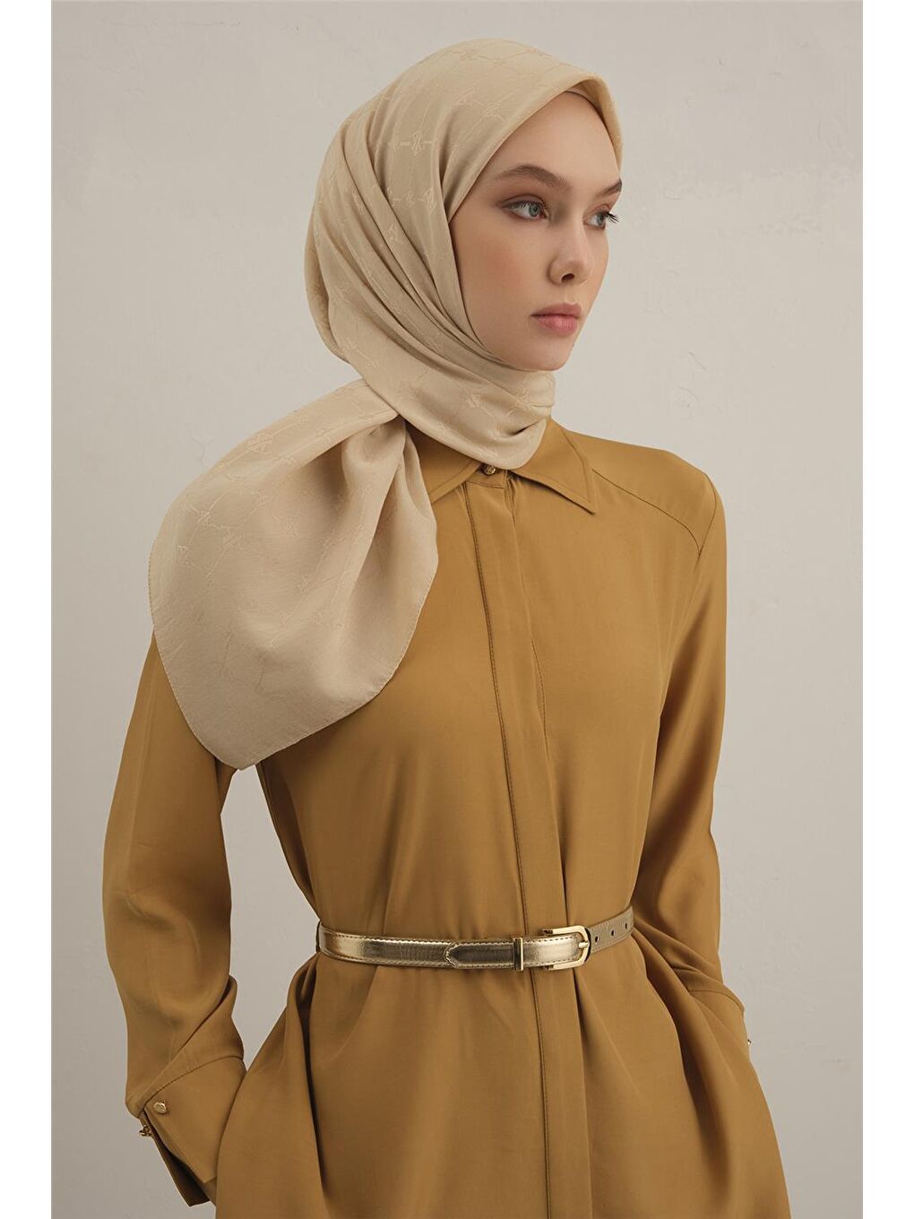 Bej Lyocell Eşarp 4- 64-1