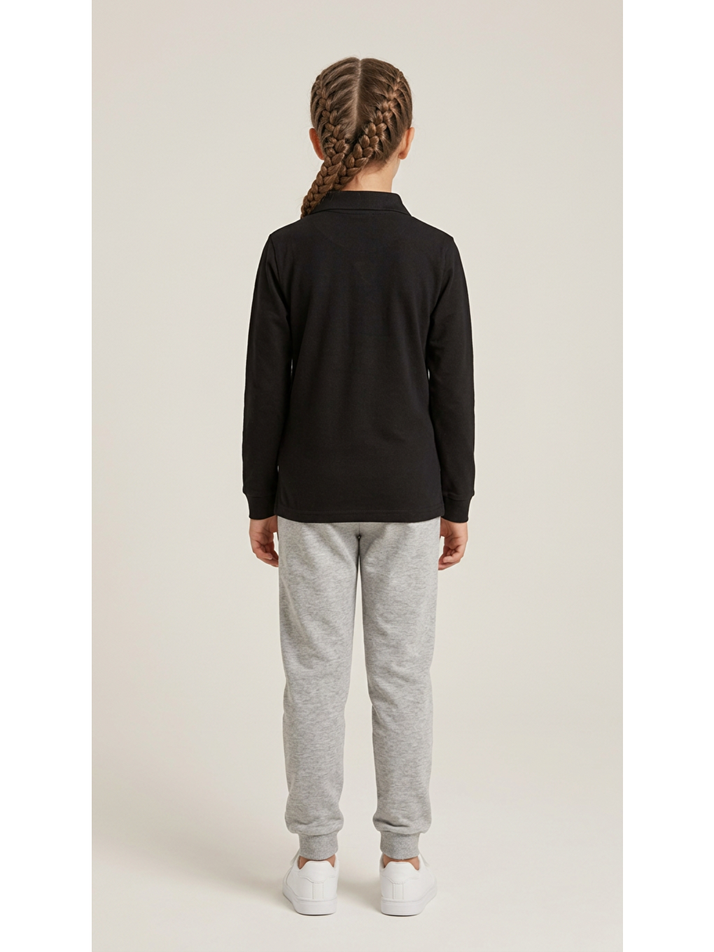 Siyah Kız Çocuk Okul Uzun Kol Polo Yaka Lakost-3