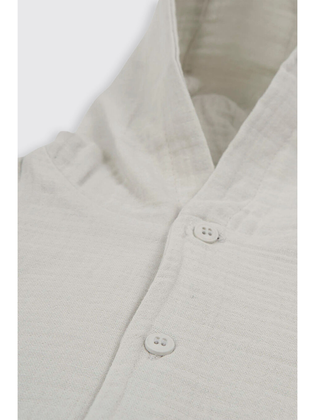 Yenidoğan Kapüşonlu Düğmeli Müslin Gri Ceket-2