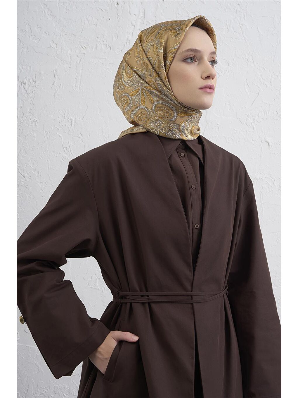 Sarı Saf İpek Sura Eşarp 9421D 05-1