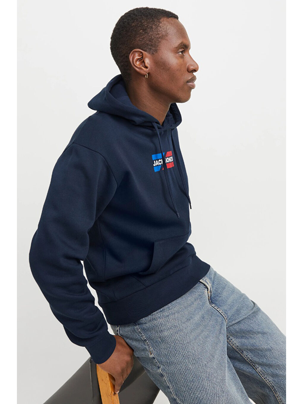 Lacivert Jjcorp Pamuklu Logolu Regular Fit Kapüşonlu Sweat 12268422-2