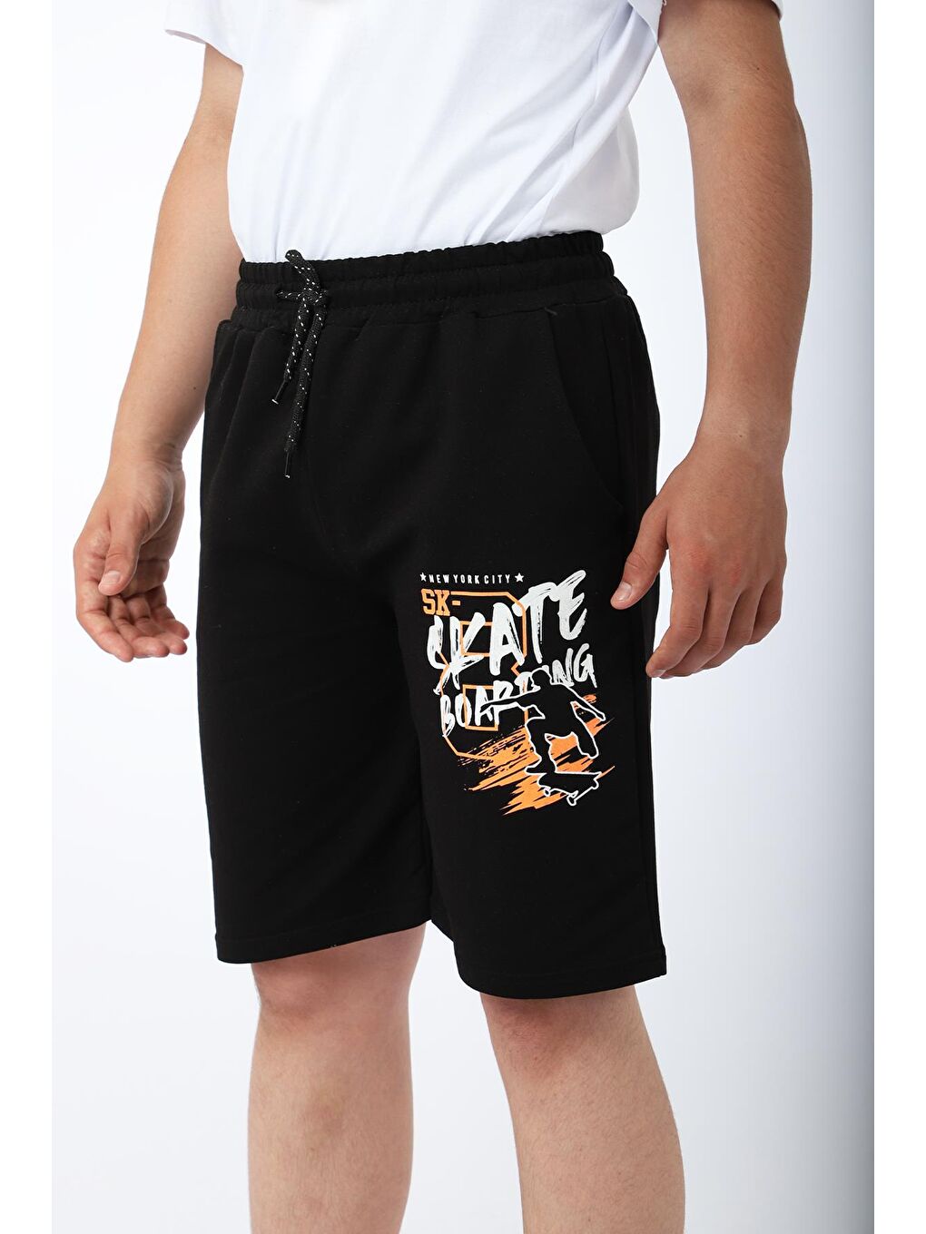 Turuncu Erkek Çocuk Tshirt Şort Yazlık Takım Kay Kay Baskılı-3