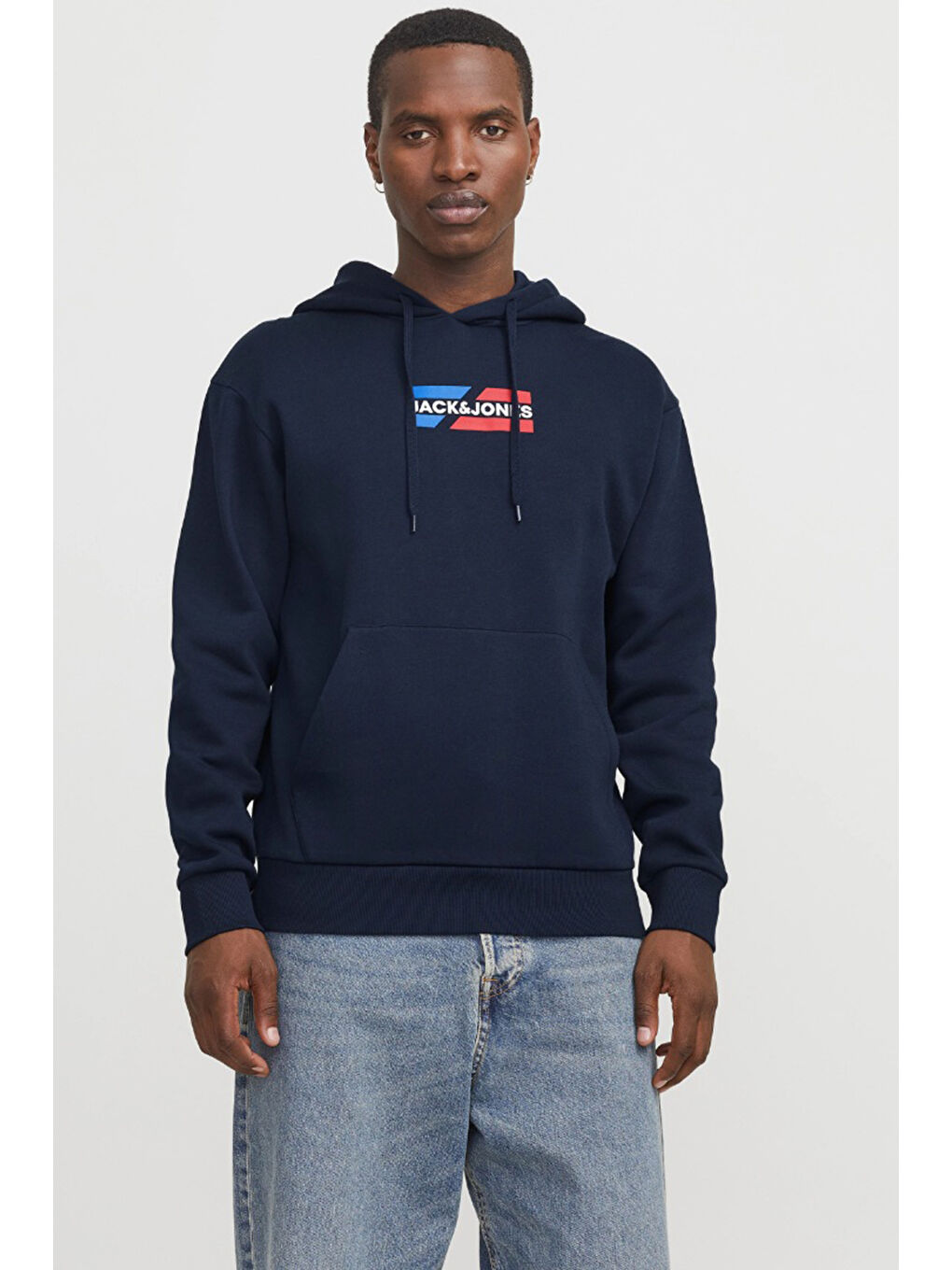 Lacivert Jjcorp Pamuklu Logolu Regular Fit Kapüşonlu Sweat 12268422-3