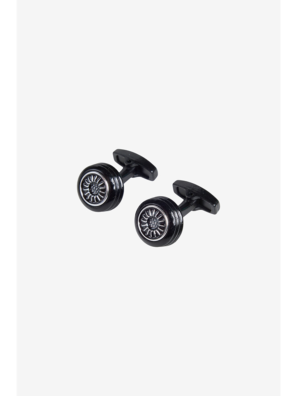 Erkek Siyah-Gümüş %100 Metal Kol Düğmesi-2