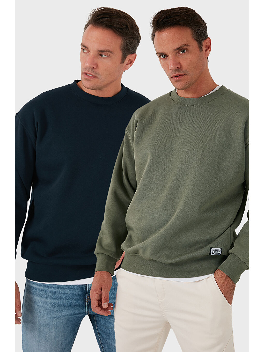 Lacivert Regular Fit Bisiklet Yaka Şardonlu 2'li Paket Sweat 5905255S2