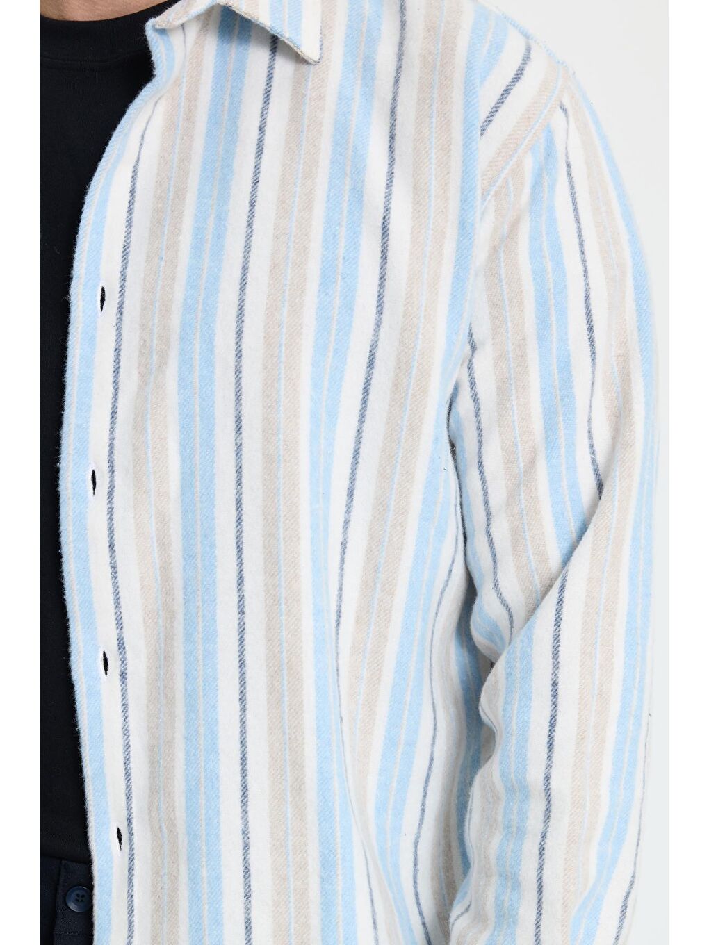 Mavi Erkek Relax Fit Rahat Kesim Spor Yaka Çizgili Oduncu Gömlek-2