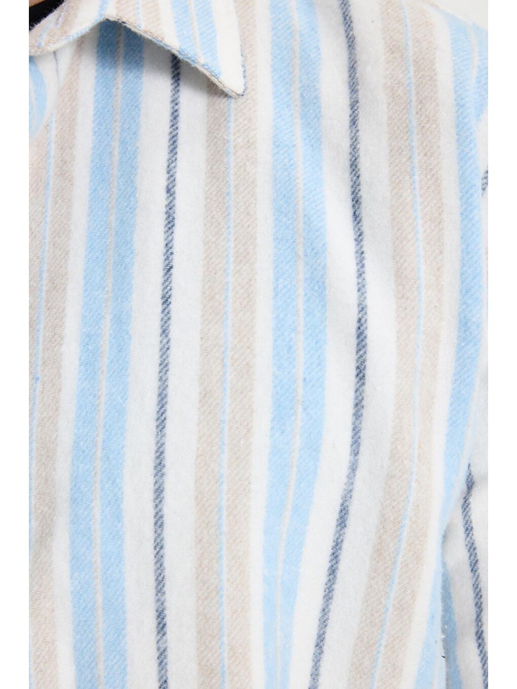 Mavi Erkek Relax Fit Rahat Kesim Spor Yaka Çizgili Oduncu Gömlek-6