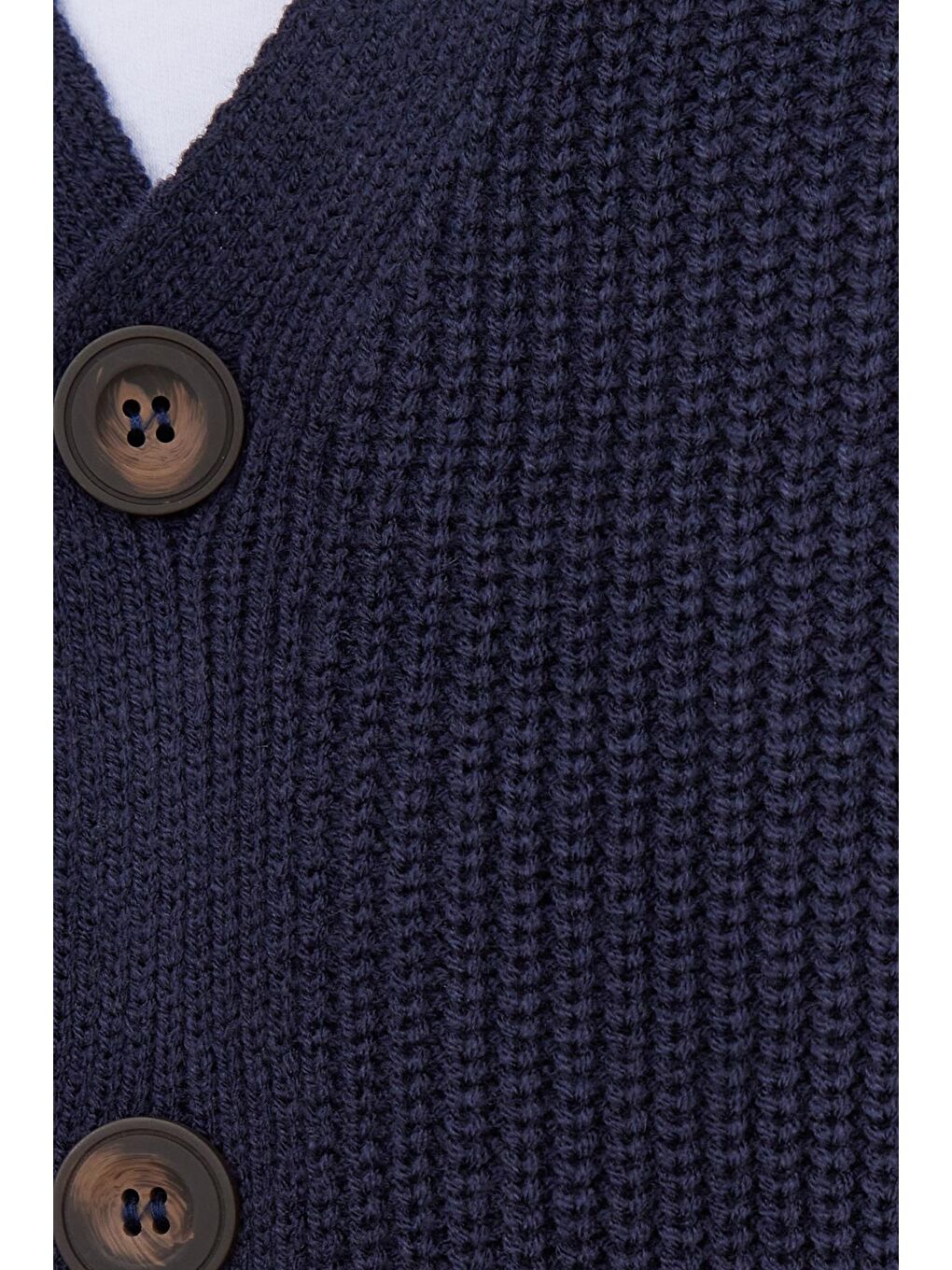 Erkek Standart Fit Normal Kesim V Yaka Düğmeli Lacivert Hırka-5