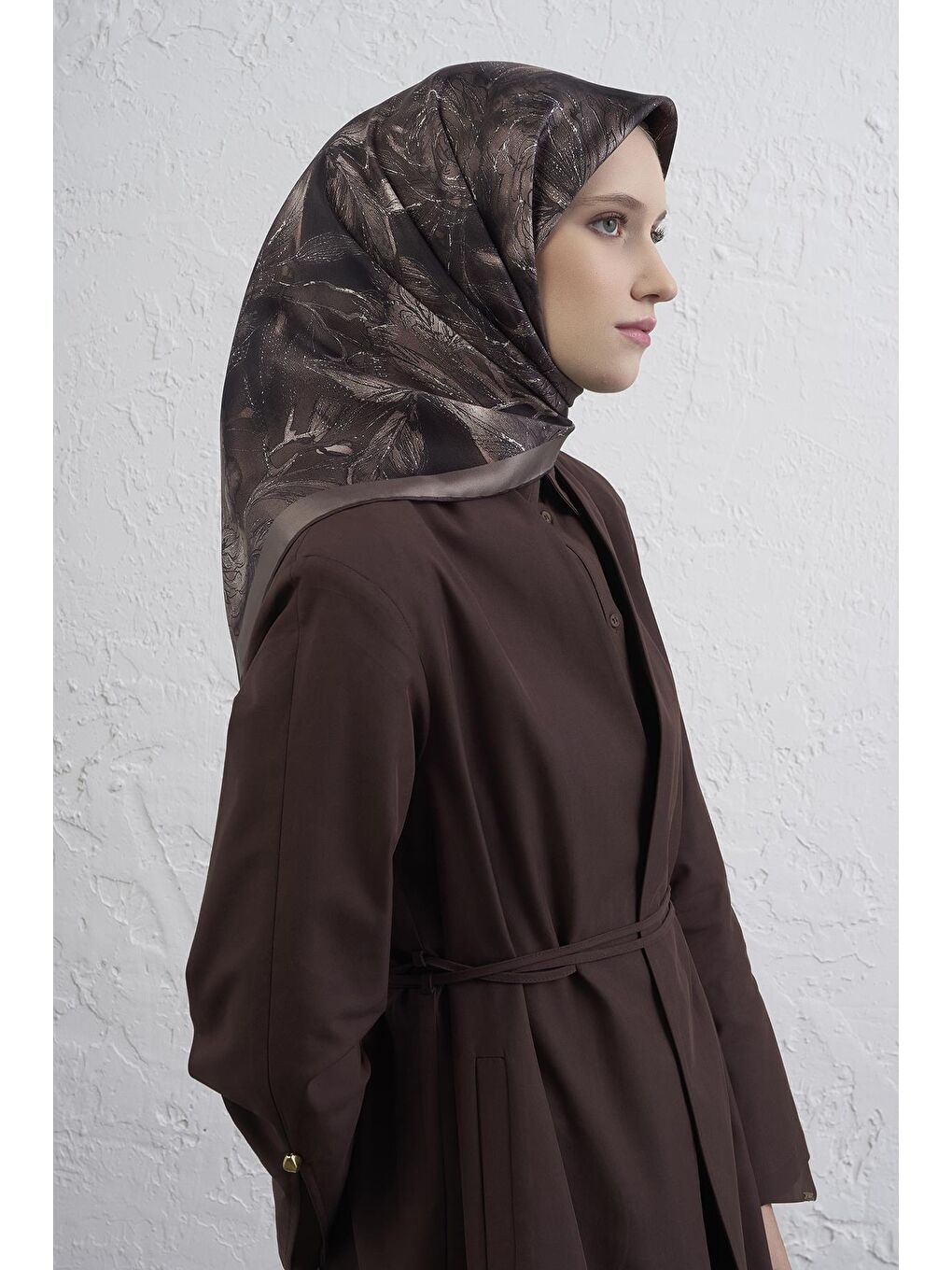Kahverengi Saf İpek Sura Eşarp 9409D 82-2