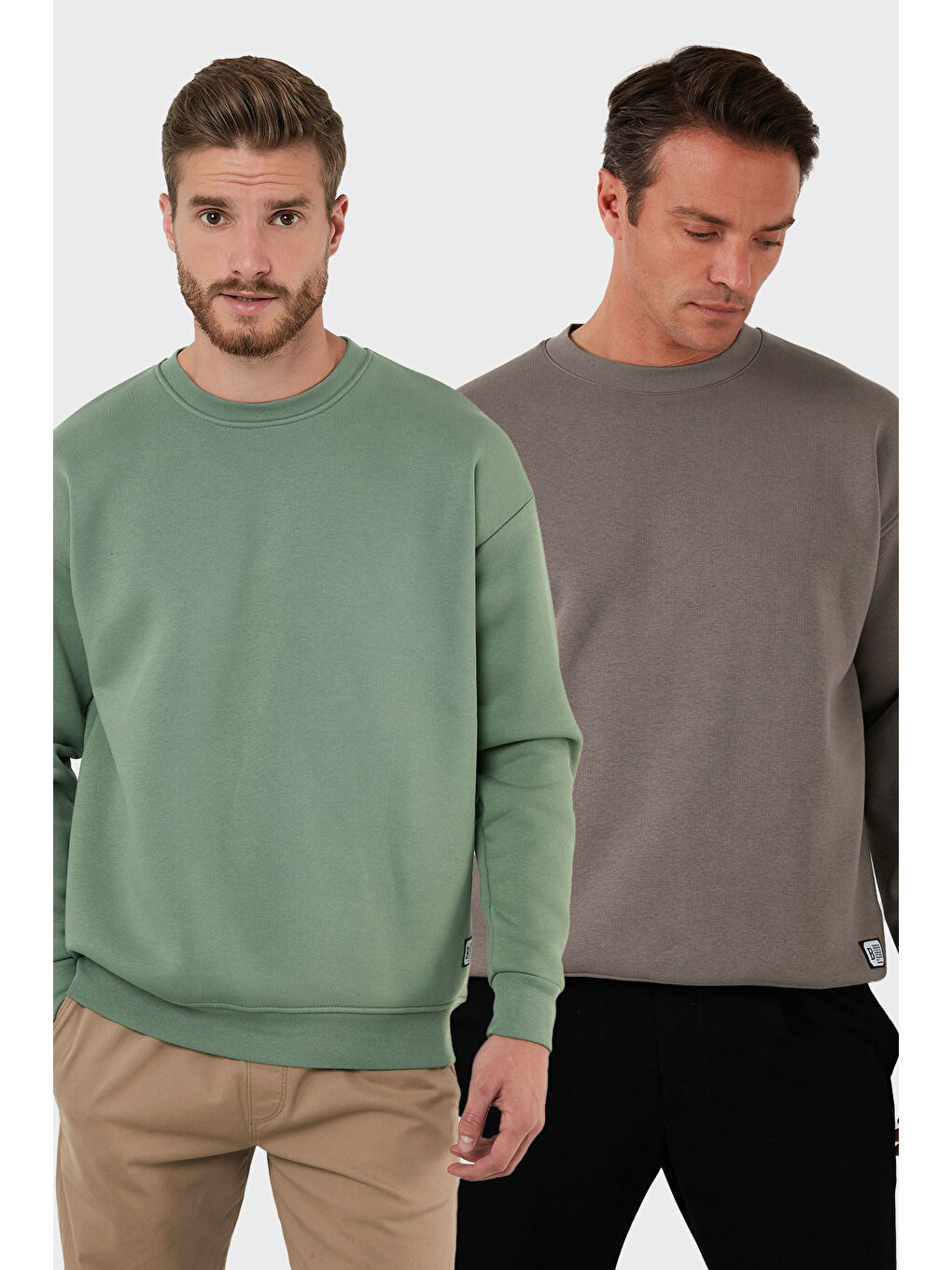 Bej Regular Fit Bisiklet Yaka Şardonlu 2'li Paket Sweat 5905255S2