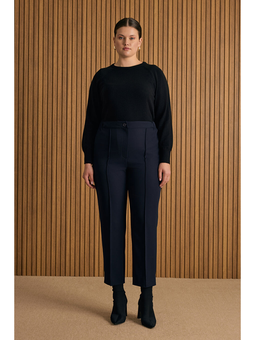 Lacivert Dokuma Pantolon-1