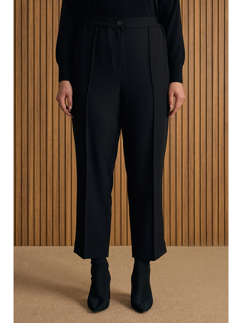 Siyah Dokuma Pantolon-2