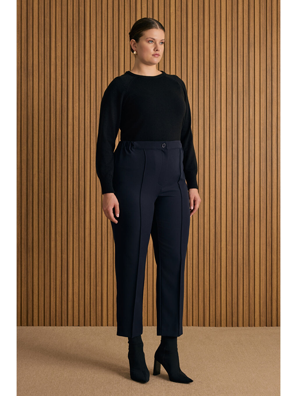 Lacivert Dokuma Pantolon-2