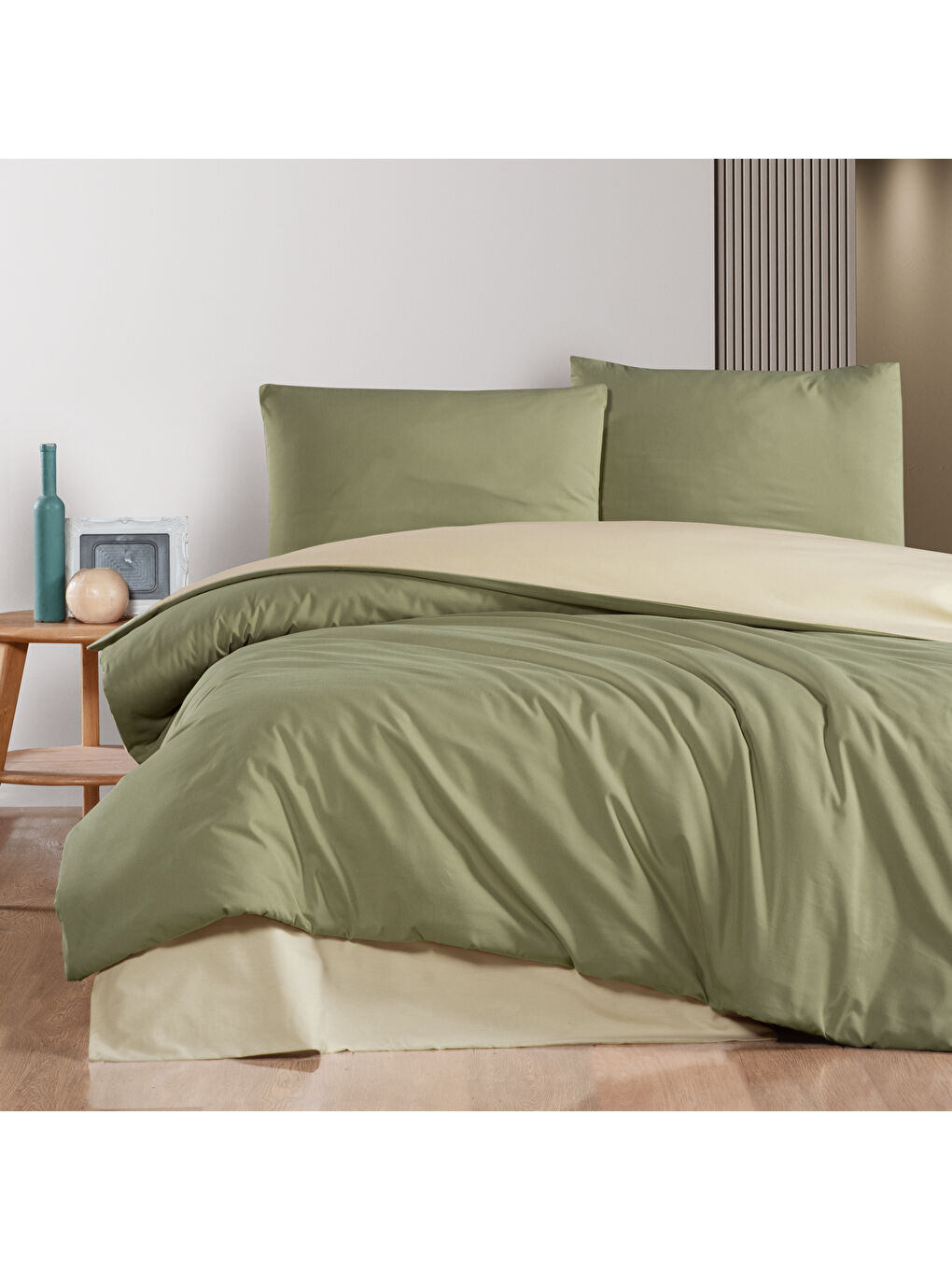 Home Mia Çift Kişilik Nevresim Takımı 4 Parça-Haki