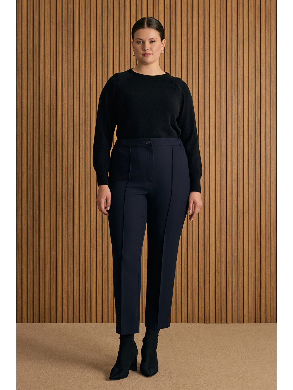 Lacivert Dokuma Pantolon-3