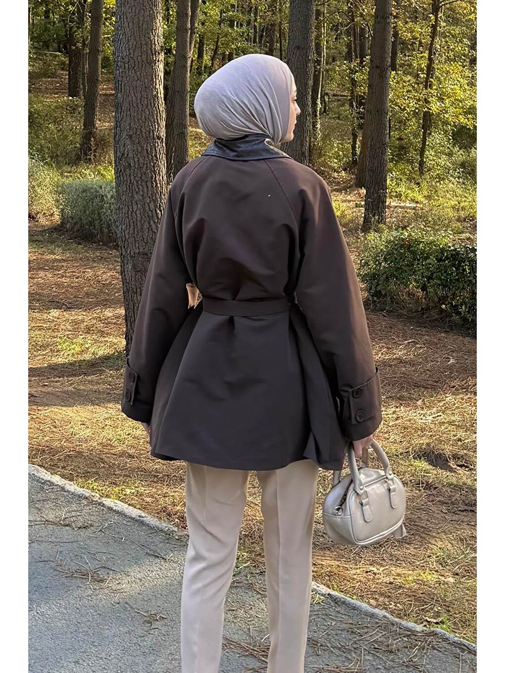 Garni Yaka Trençkot Acı Kahverengi-3