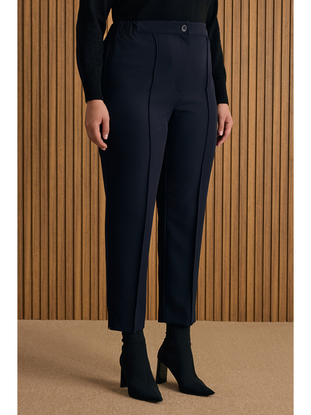 Lacivert Dokuma Pantolon-4