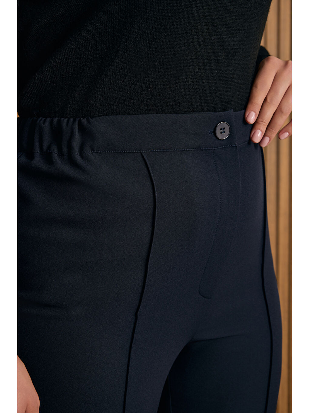 Lacivert Dokuma Pantolon-5