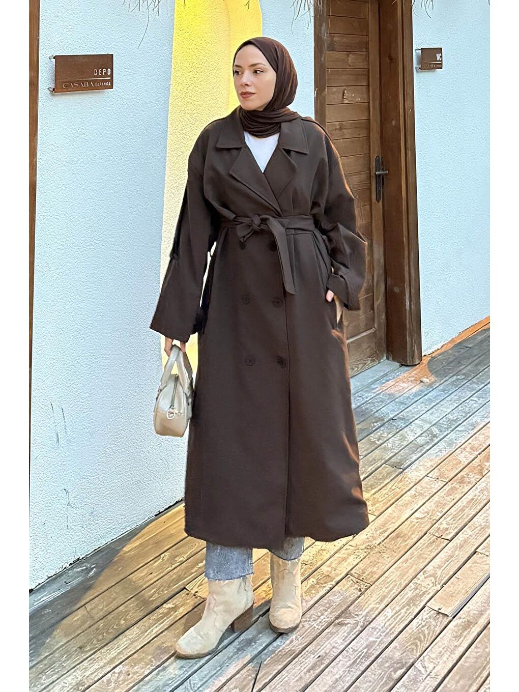 Uzun Apoletli Trenç Kahverengi-1
