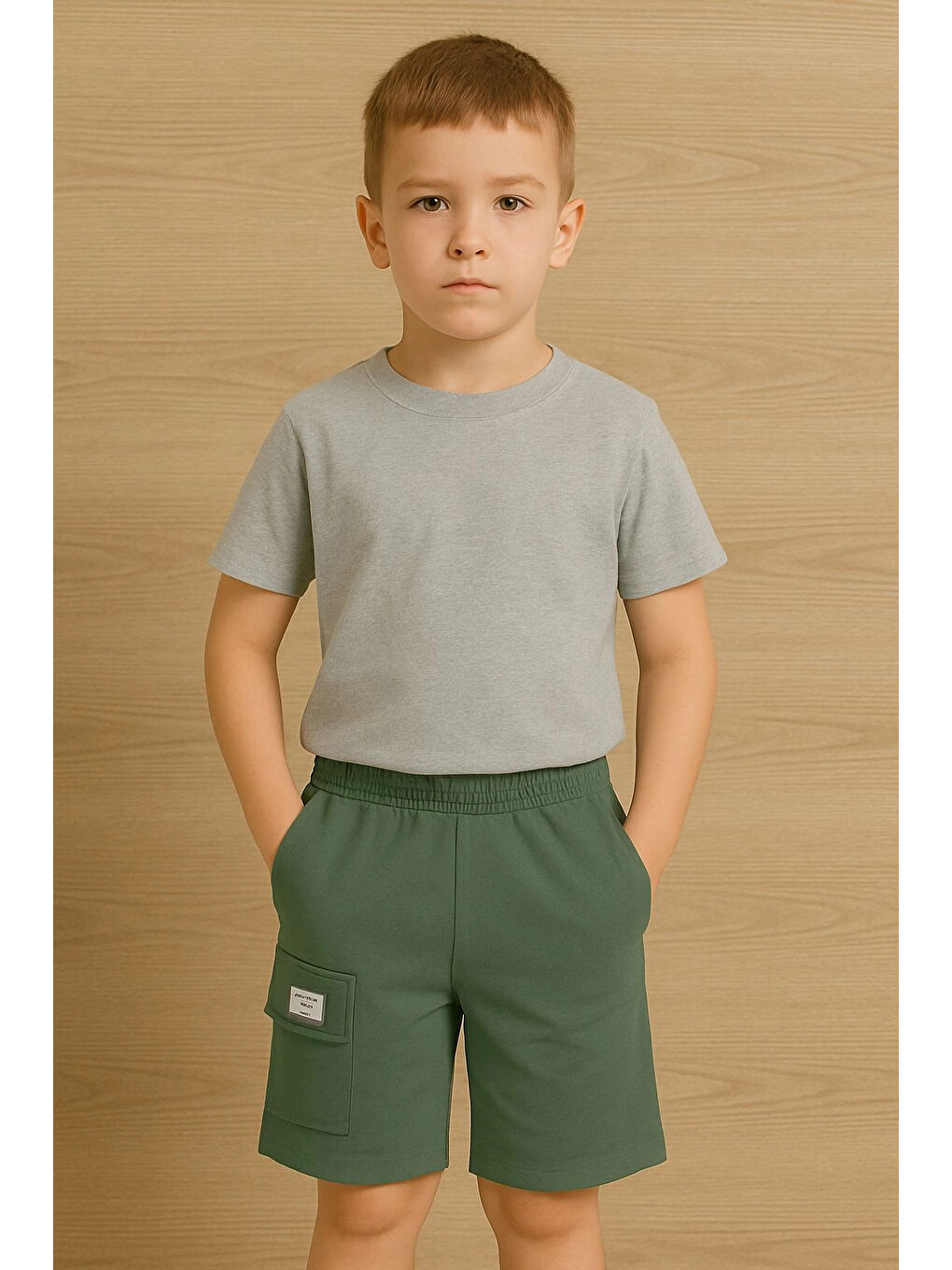 Haki Kargo Cepli Erkek Çocuk Basic Şort 73651-1