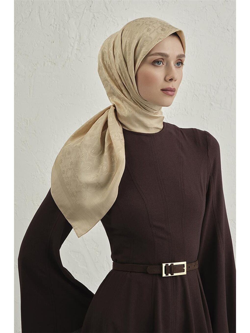 Bej Floş Pamuk Eşarp 1 63-1