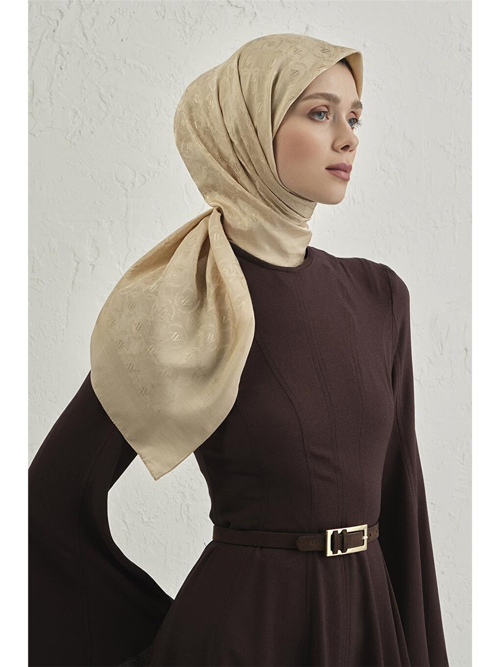 Bej Floş Pamuk Eşarp 1 63-2