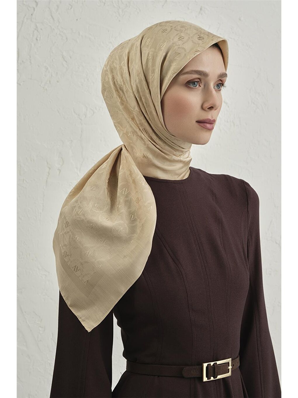 Bej Floş Pamuk Eşarp 1 63-3